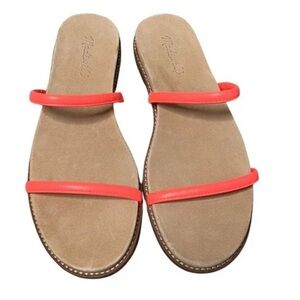 Madewell Electric Pink Bare Slide Leather Sandals